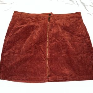 Rust Corduroy Mini Skirt